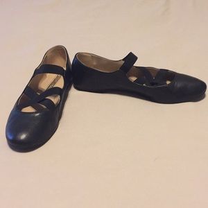 Audrey Brooke Strappy Black Ballet Flats